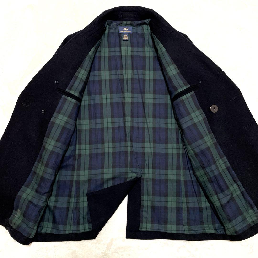 【美品】ブルックスブラザーズダブルブレストPコートブラックUSA L