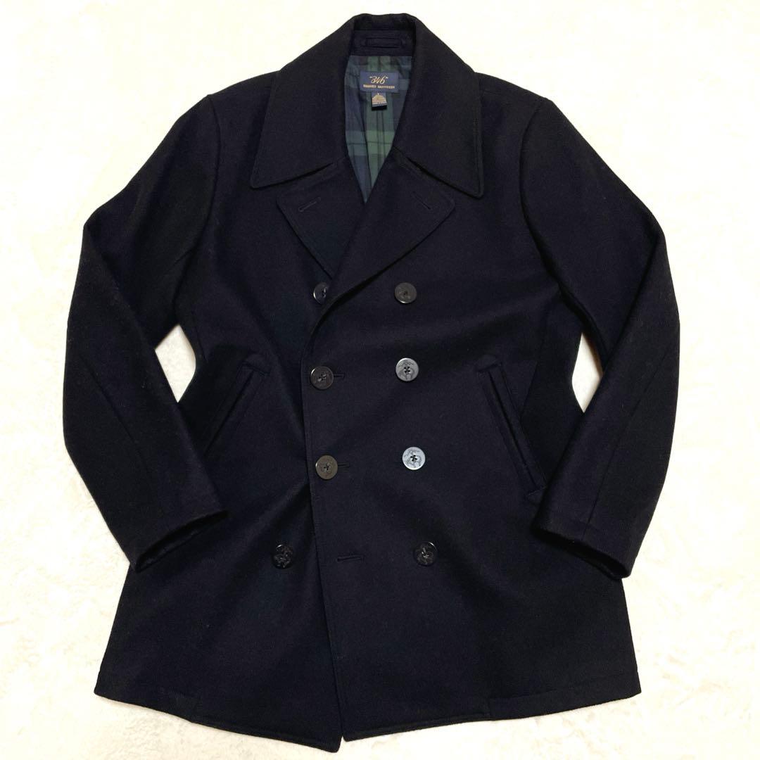 【美品】ブルックスブラザーズダブルブレストPコートブラックUSA L