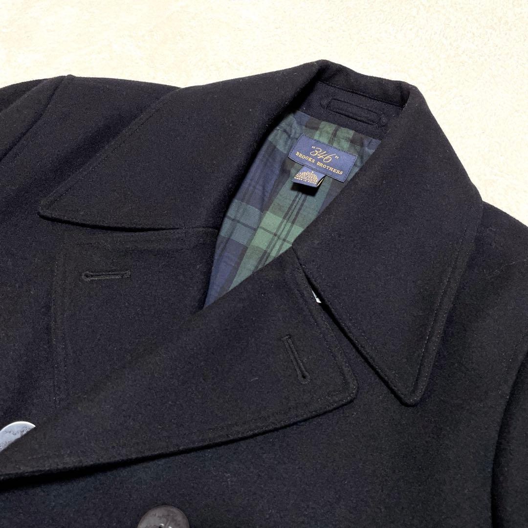 【美品】ブルックスブラザーズダブルブレストPコートブラックUSA L