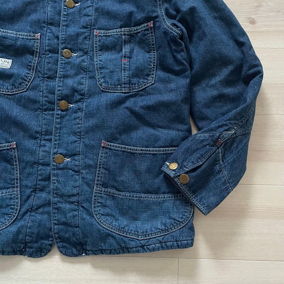 雰囲気良◆BLUEBLUE デニムカバーオール コーデュロイ襟 サイズ3 HRM