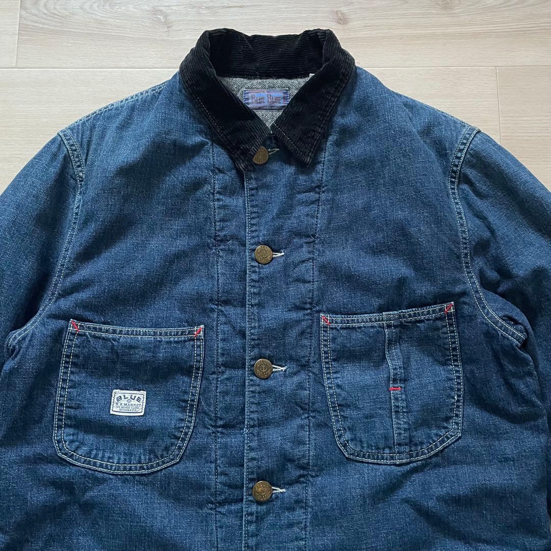 雰囲気良◆BLUEBLUE デニムカバーオール コーデュロイ襟 サイズ3 HRM