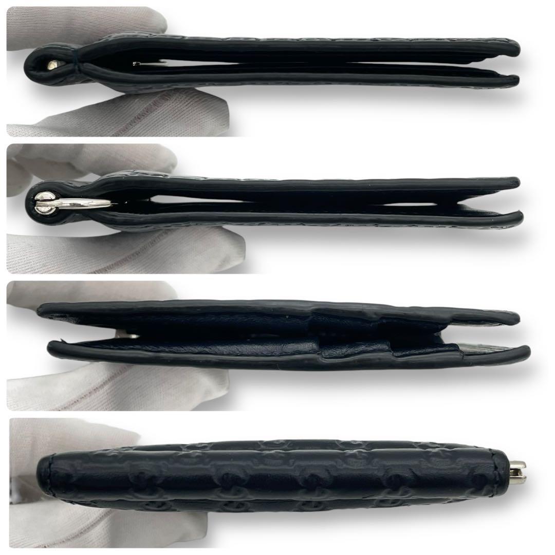 GUCCI グッチ マネークリップ マイクロシマ 黒 ブラック 財布 2つ折り