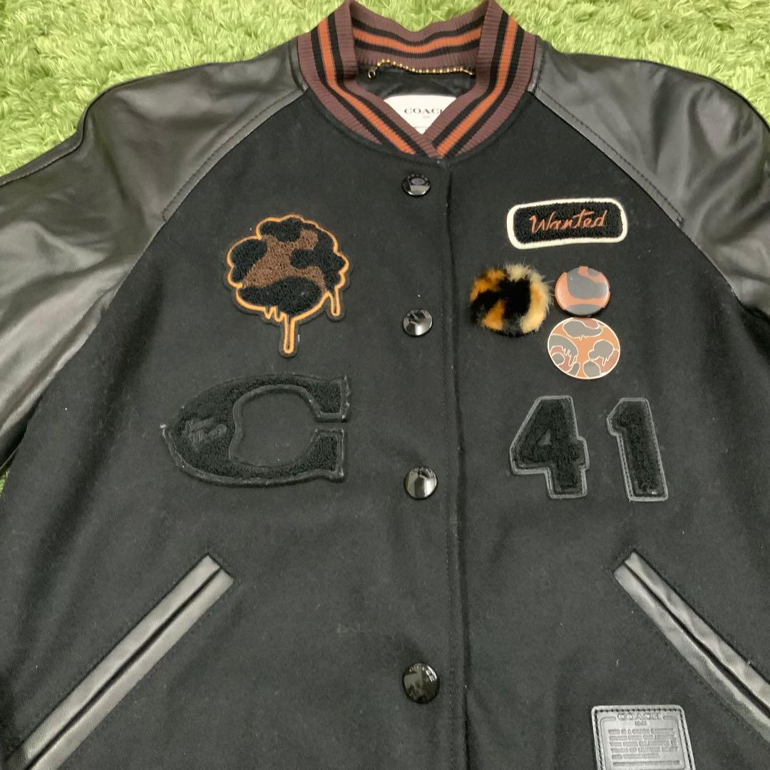 良好！ COACH コーチ 袖レザー スタジャン サイズ0(S相当) レディース