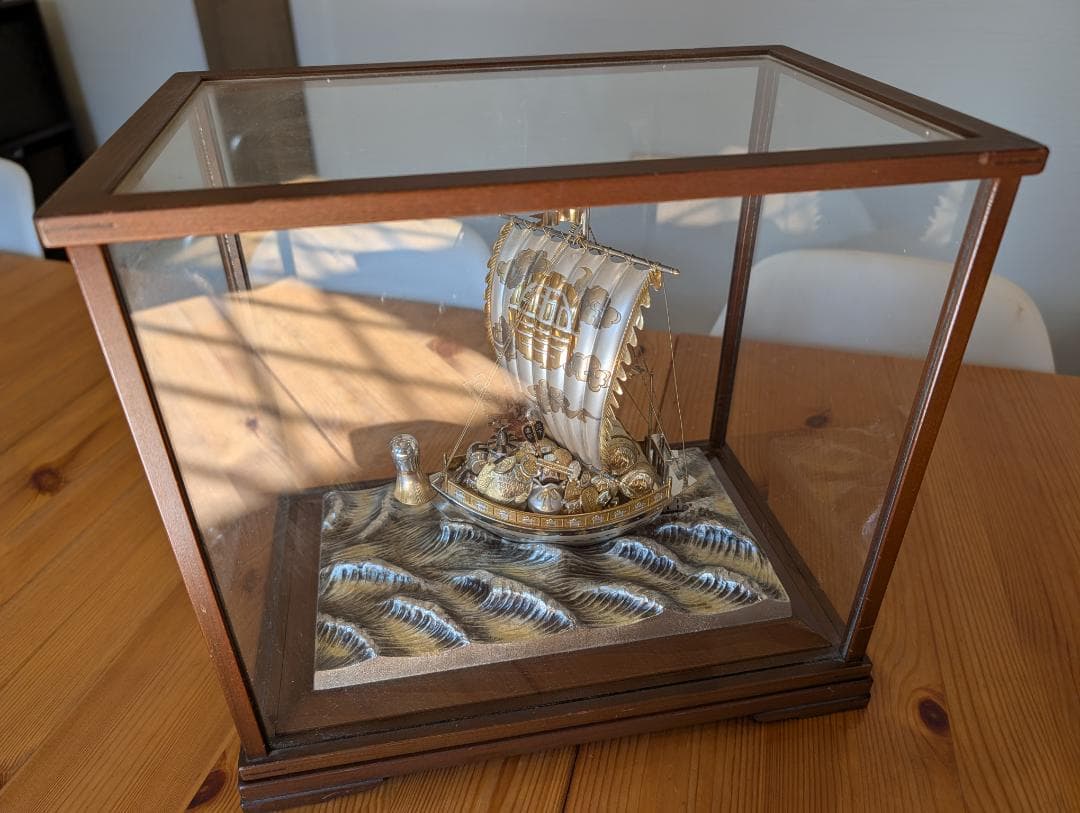 銀製　宝船　置物