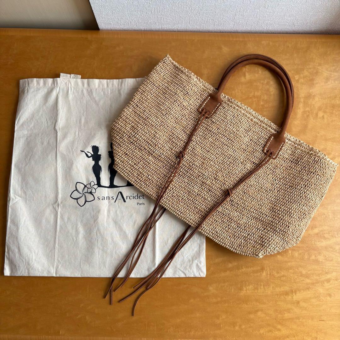 Sans Arcidet サンアルシデ ラフィア トートバッグ カゴバッグ
