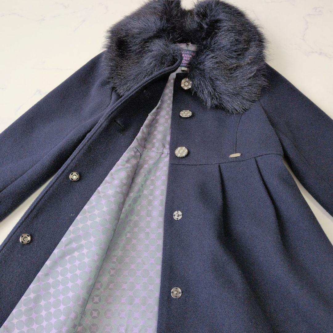 ANNASUI mini アナスイ ロングコート ファー 2way 紺色 130