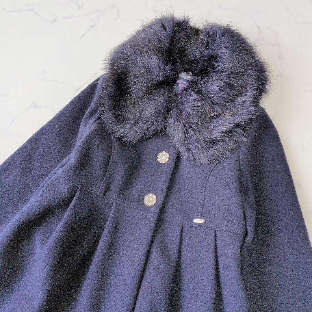 ANNASUI mini アナスイ ロングコート ファー 2way 紺色 130