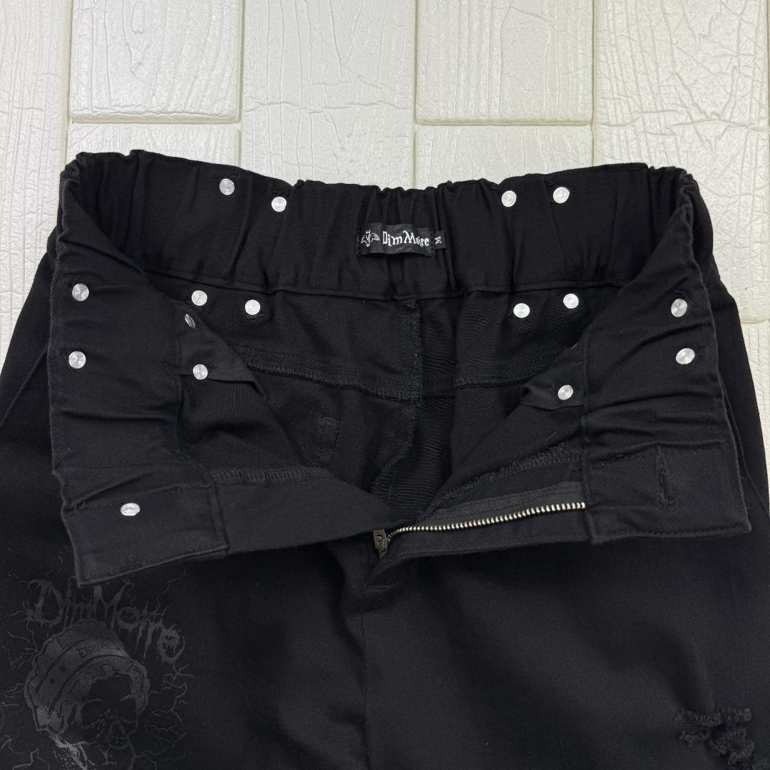 DimMoire ディムモアール 刺繍ロゴ フリンジ バックル フレアデニム M