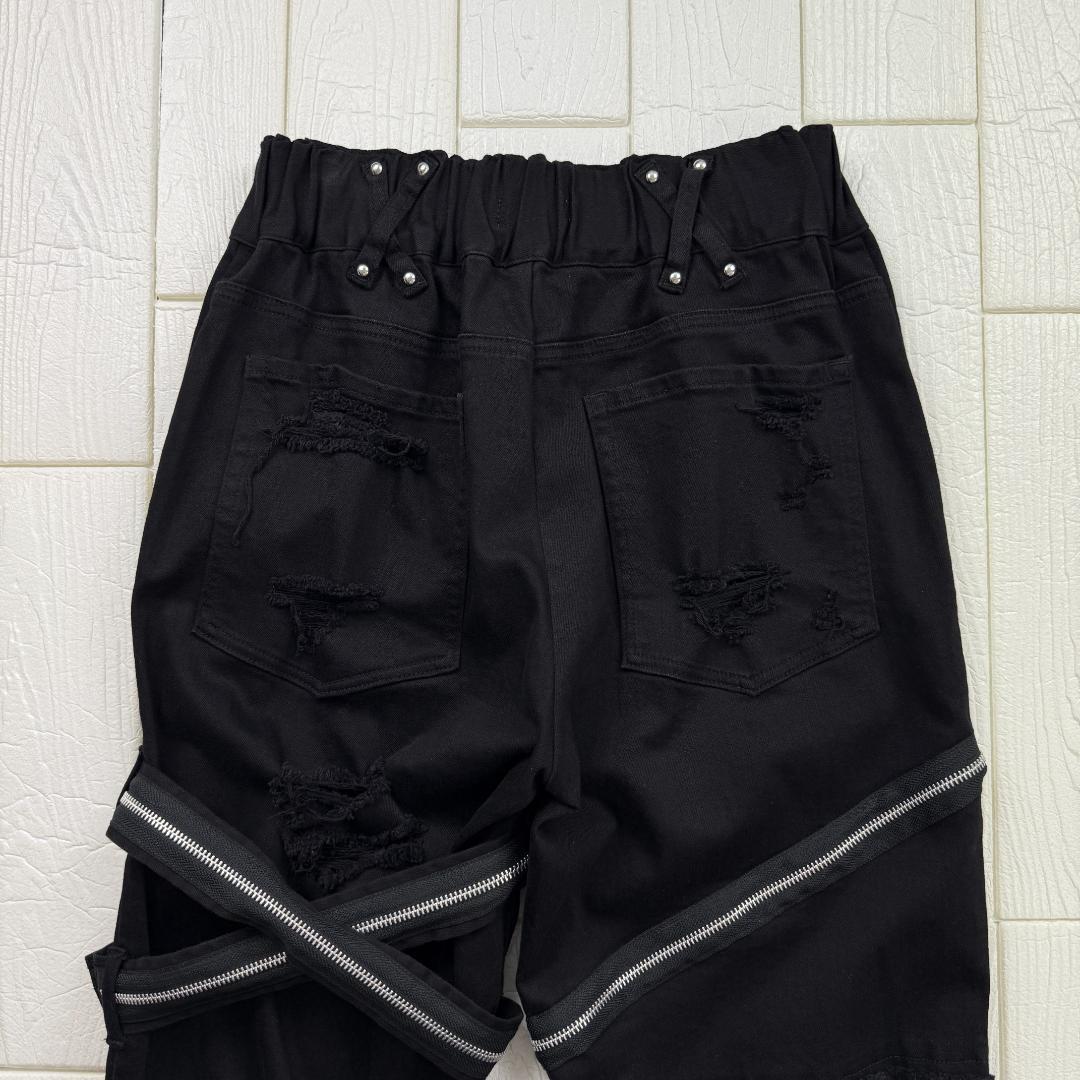 DimMoire ディムモアール 刺繍ロゴ フリンジ バックル フレアデニム M