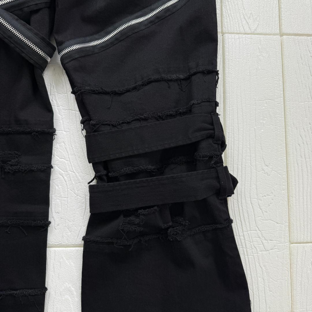 DimMoire ディムモアール 刺繍ロゴ フリンジ バックル フレアデニム M