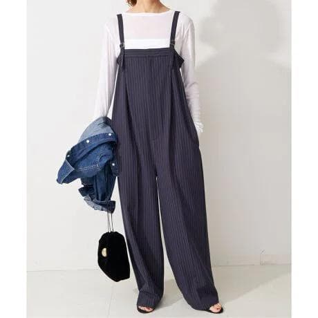 美品 スピックアンドスパン 24AW ベアオールインワン ネイビー 38