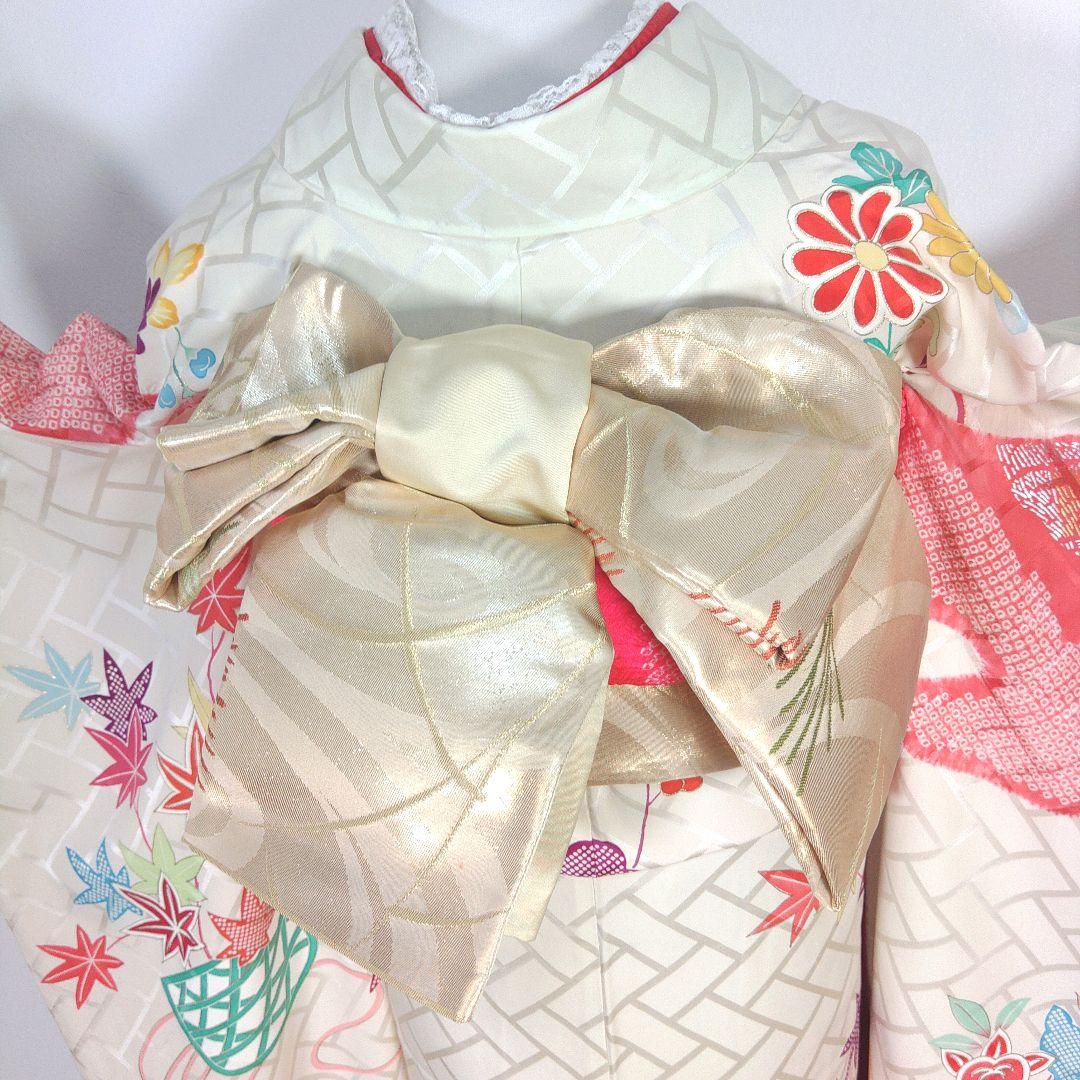 格安！！　振袖フルセット　10点　成人式　結婚式　前撮り　白　ホワイト　絞り　赤