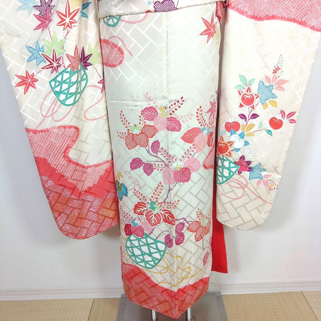 格安！！　振袖フルセット　10点　成人式　結婚式　前撮り　白　ホワイト　絞り　赤