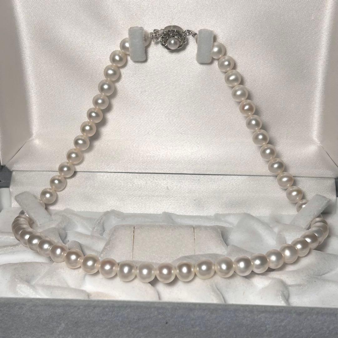 【テリ強✨】本真珠 ネックレス パール 7.5mm 約43cm 干渉色◎ リアル