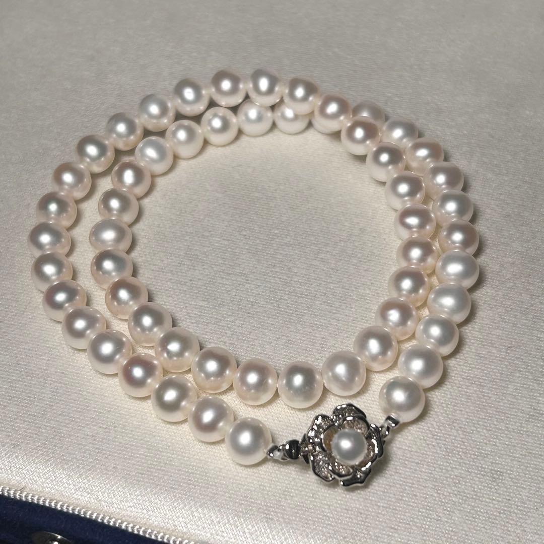 【テリ強✨】本真珠 ネックレス パール 7.5mm 約43cm 干渉色◎ リアル