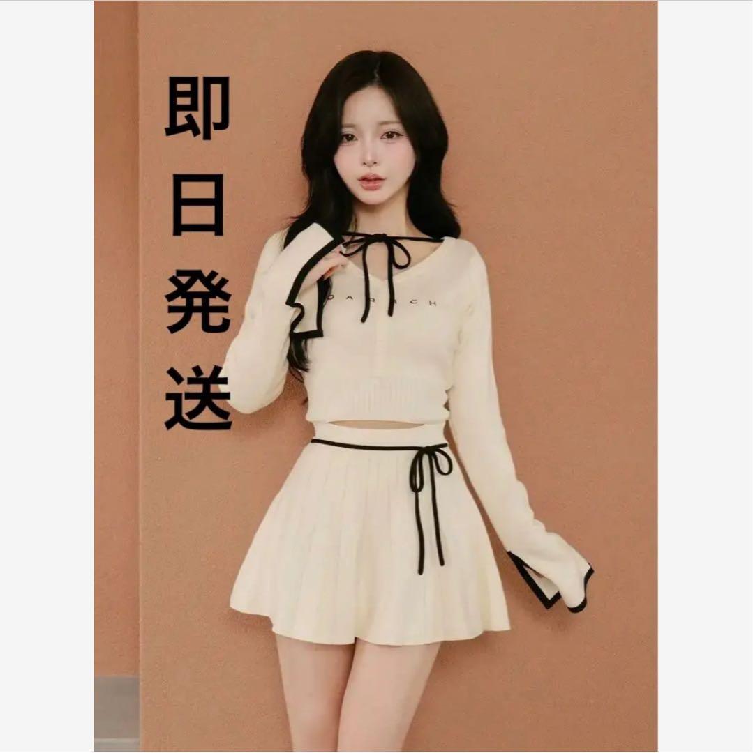 コンビニ支払❌Darich ウエストオープンリボンデザインニットミニワンピース