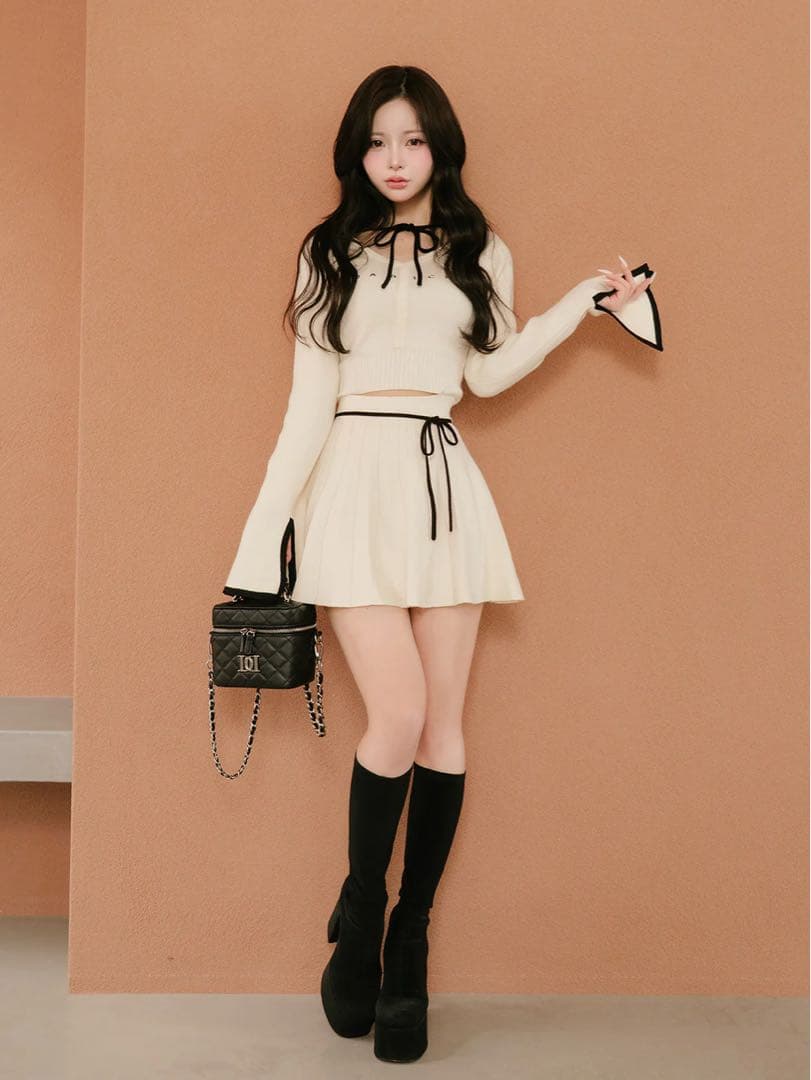 コンビニ支払❌Darich ウエストオープンリボンデザインニットミニワンピース