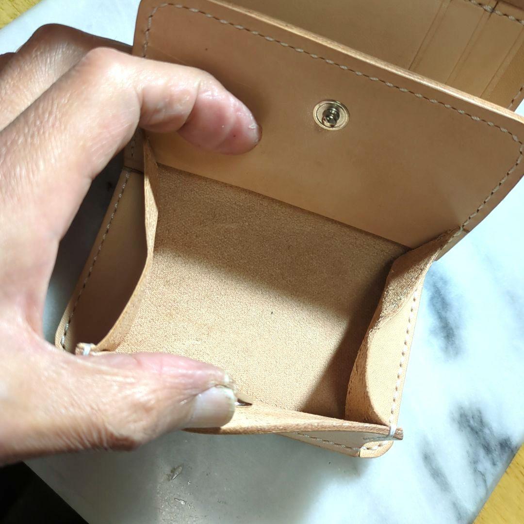 姫路ヌメ革 2つ折り財布 ハンドメイド ハーフウォレット ショートウォレット
