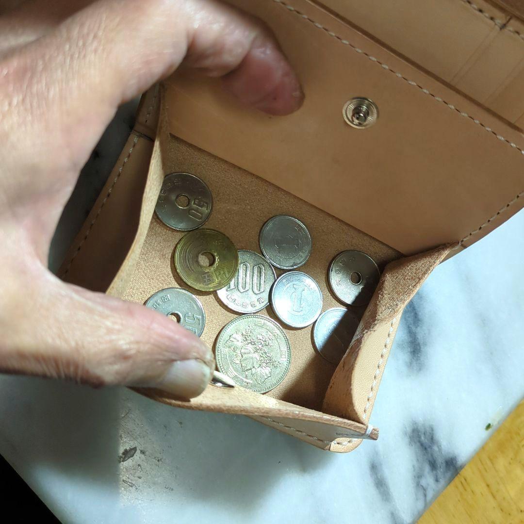 姫路ヌメ革 2つ折り財布 ハンドメイド ハーフウォレット ショートウォレット