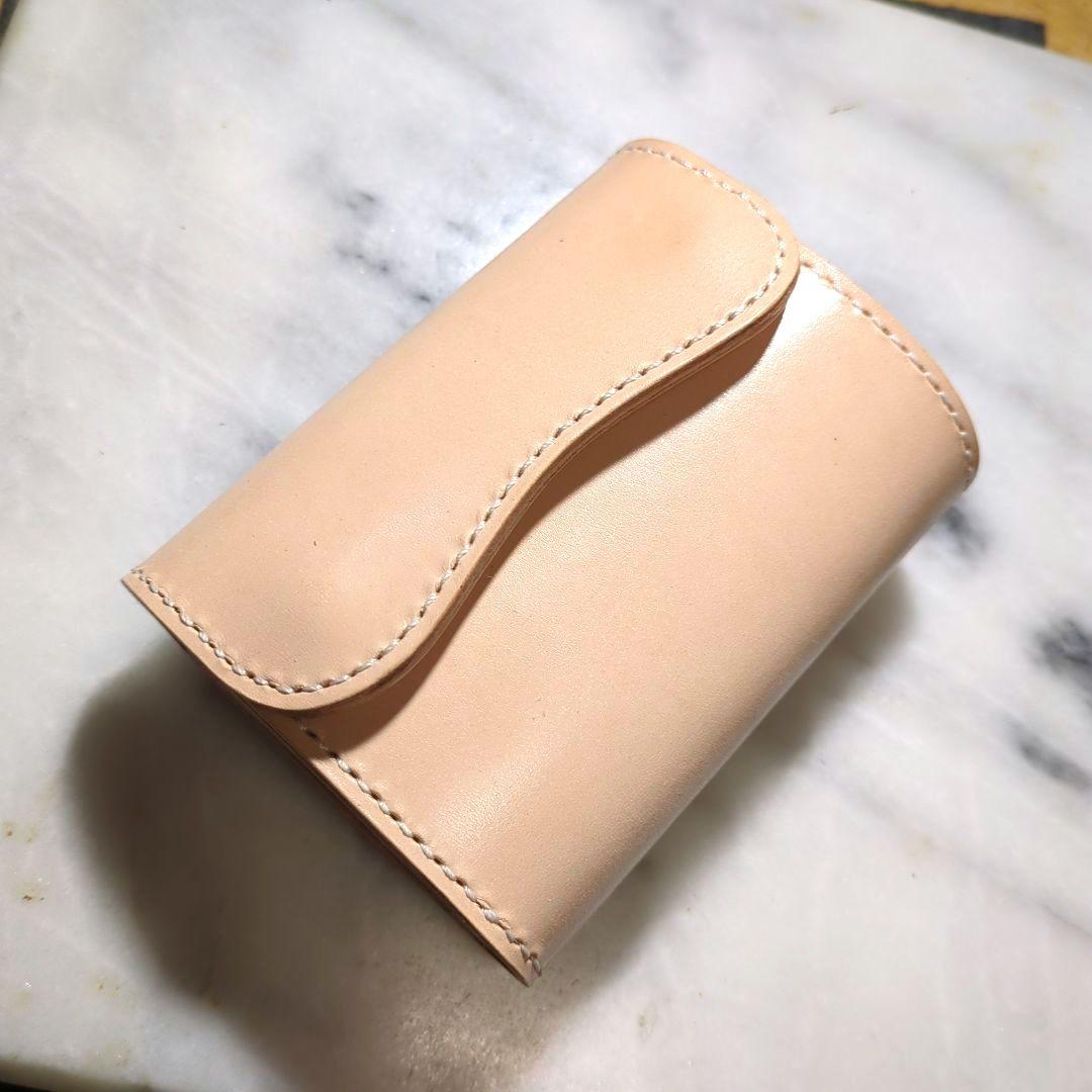 姫路ヌメ革 2つ折り財布 ハンドメイド ハーフウォレット ショートウォレット