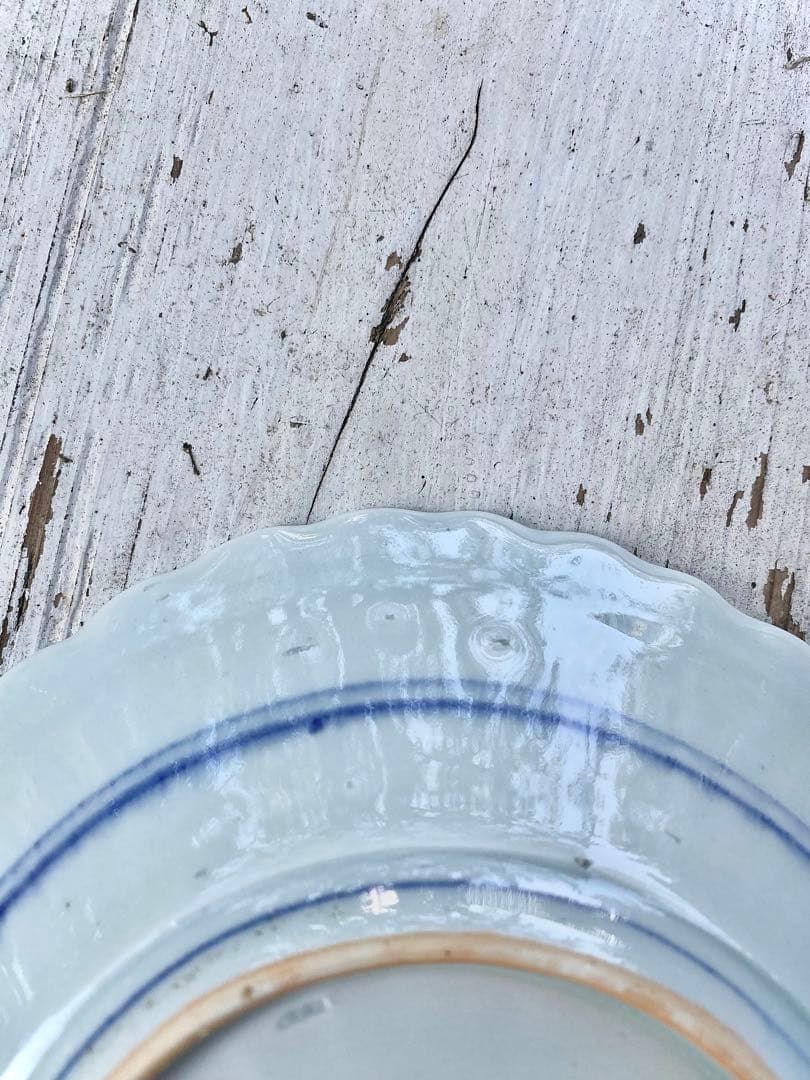 【新品未使用/稀少】稲村真耶　呉須絵付うろこ文様大皿