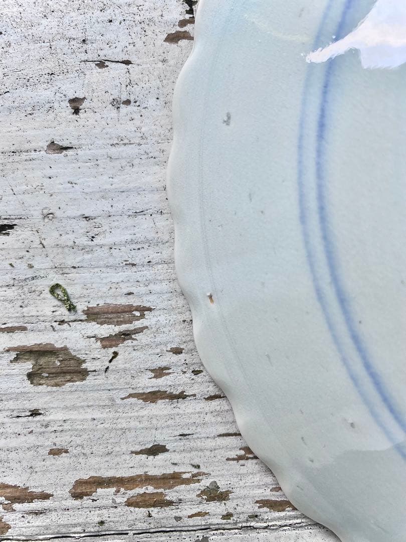 【新品未使用/稀少】稲村真耶　呉須絵付うろこ文様大皿