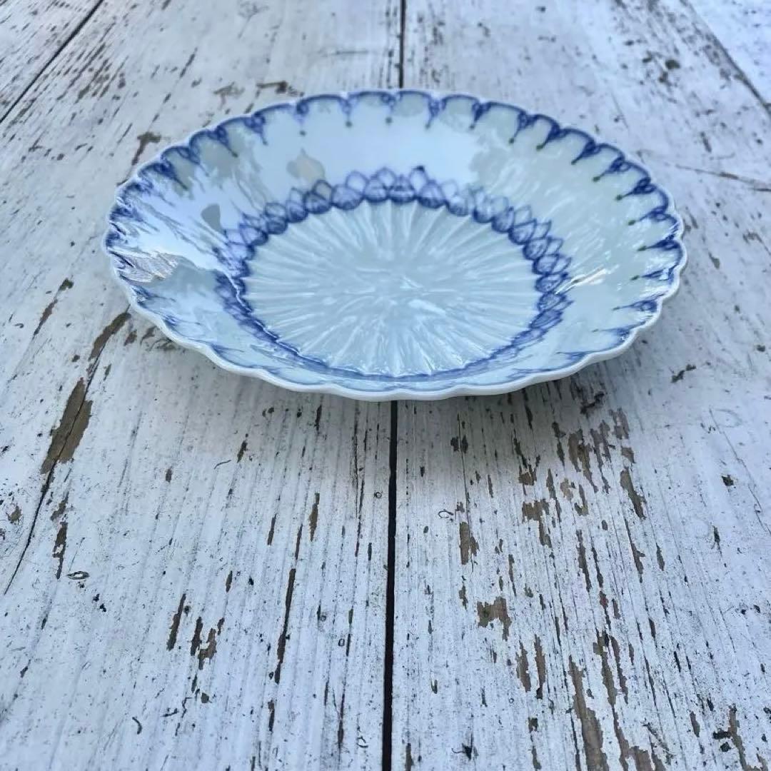 【新品未使用/稀少】稲村真耶　呉須絵付うろこ文様大皿