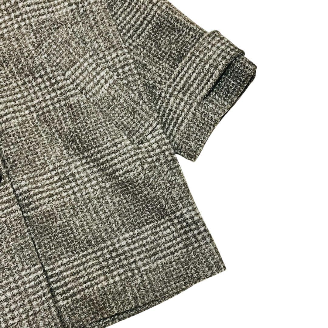 美品✨24AW spick&span Wスライバーチェックハーフコート　ブラウン