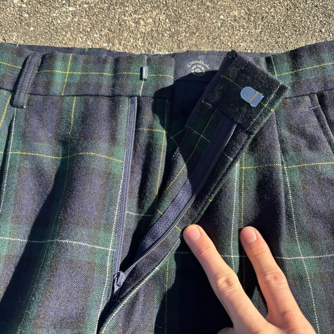 80s vintage ウールスラックス ブラックウォッチ ツータック チェック