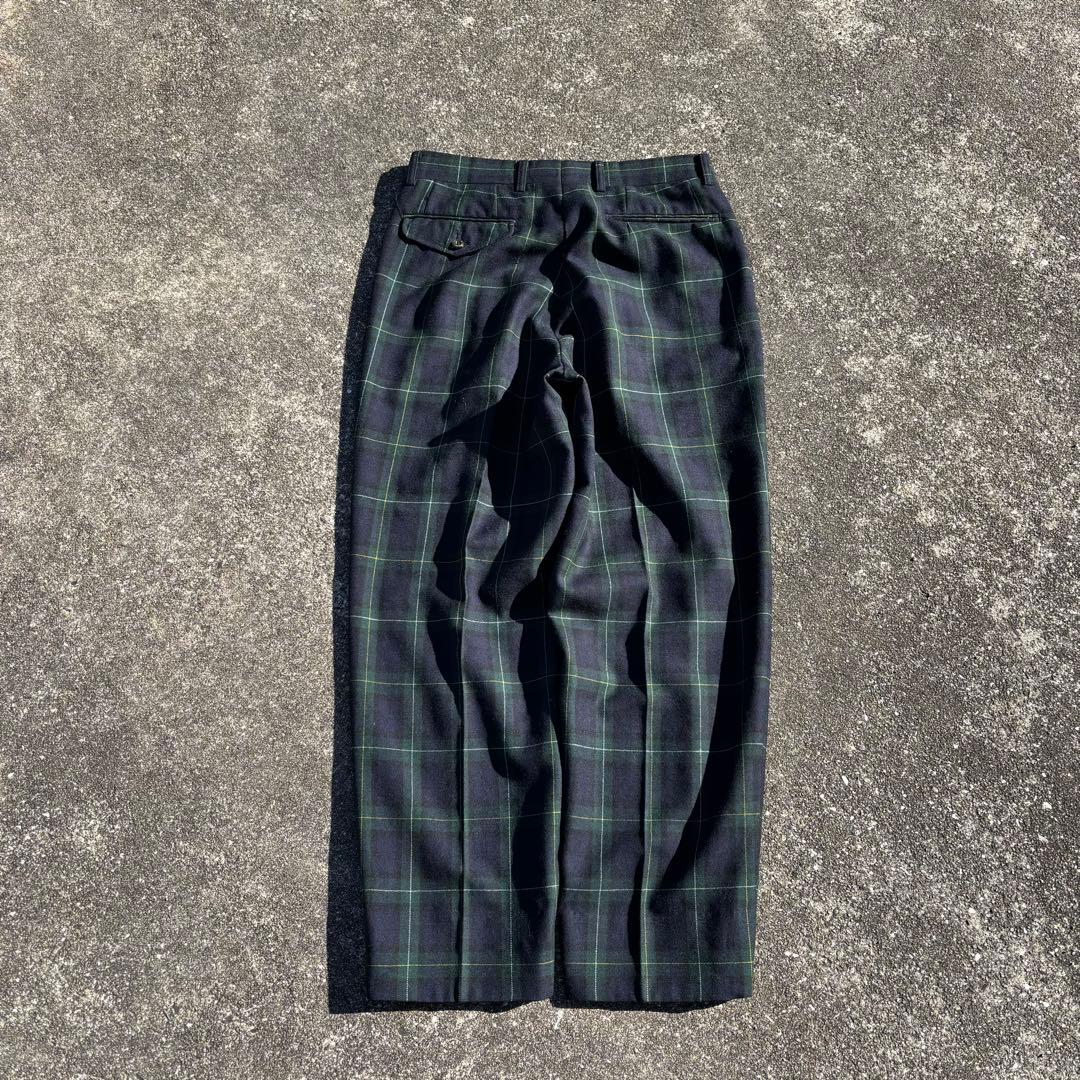 80s vintage ウールスラックス ブラックウォッチ ツータック チェック