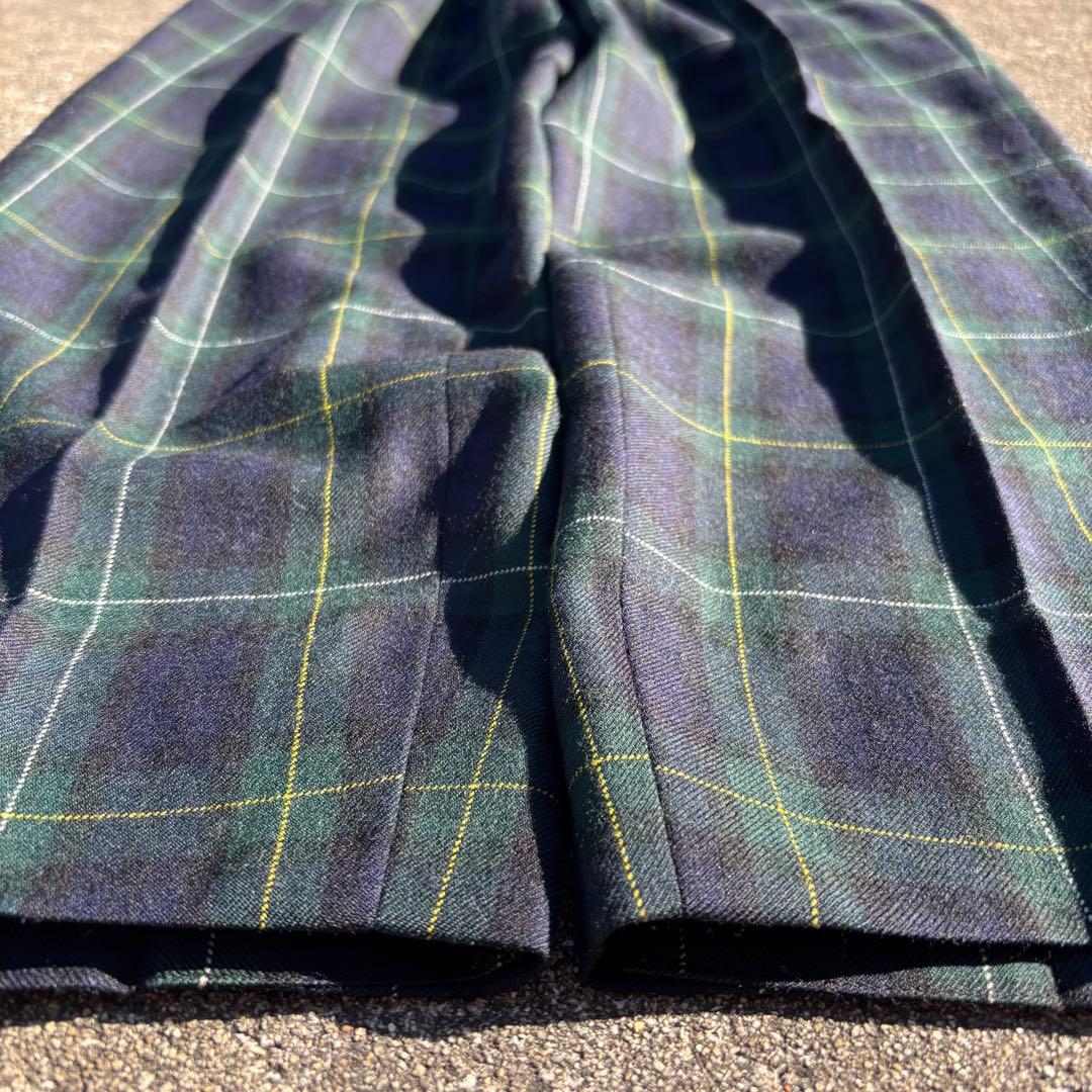 80s vintage ウールスラックス ブラックウォッチ ツータック チェック