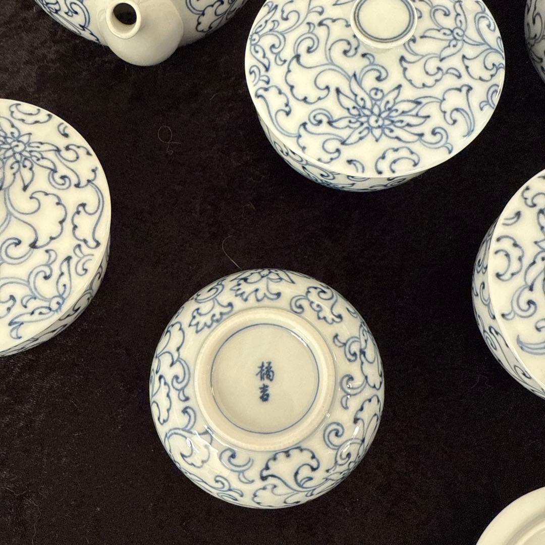 たち吉　京唐草　茶器5客と急須セット