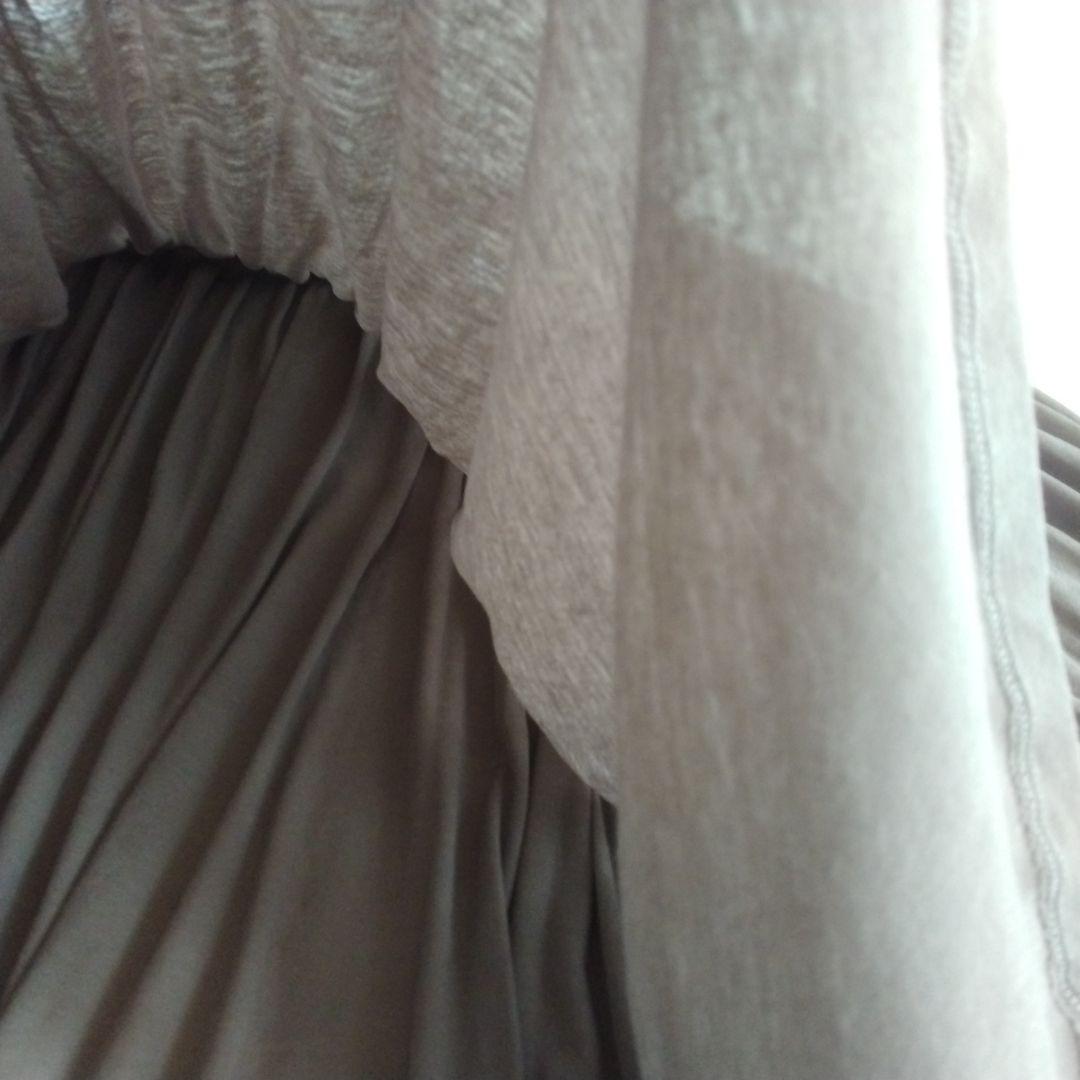 【ビアズリー】未使用 タグ付き シアー ギャザー カットソー コットン モカ