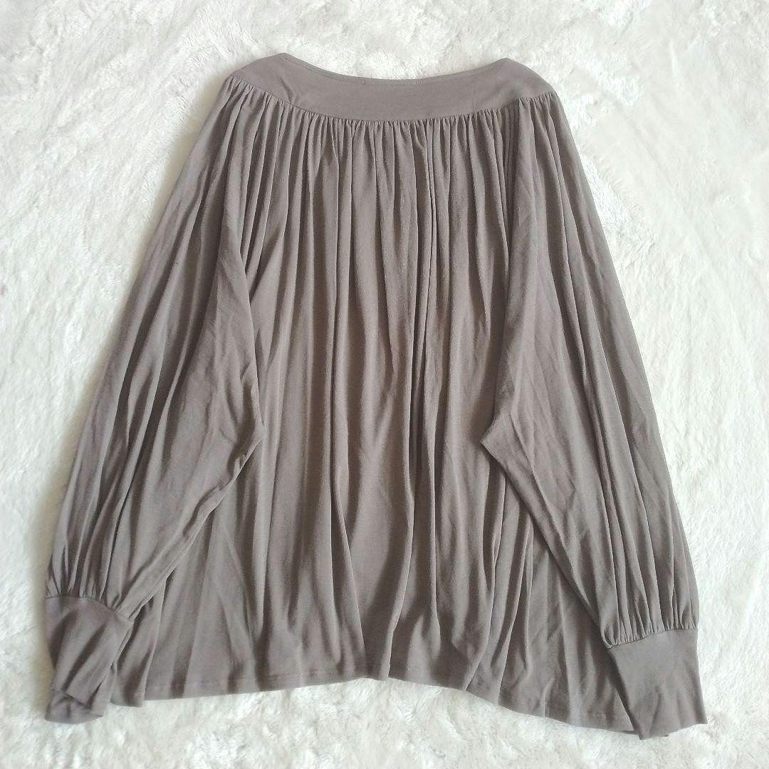 【ビアズリー】未使用 タグ付き シアー ギャザー カットソー コットン モカ