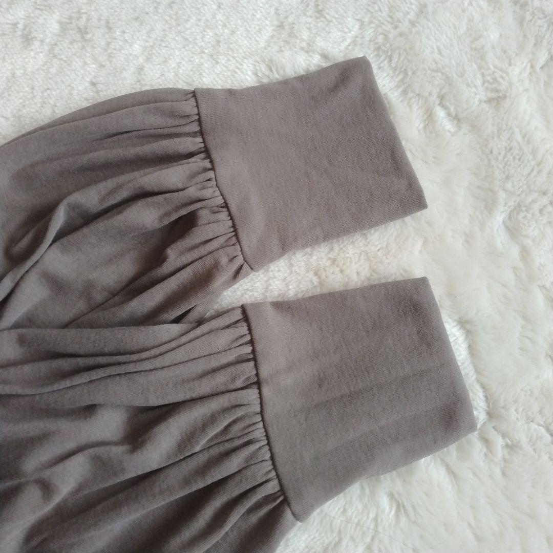 【ビアズリー】未使用 タグ付き シアー ギャザー カットソー コットン モカ