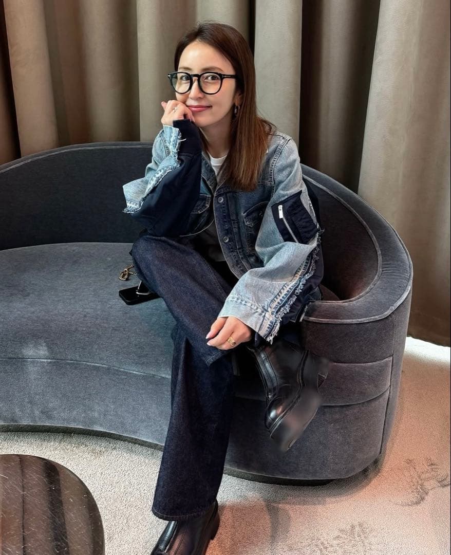 sacai ドッキング デニム　ナイロン　ツイルジャケット ma-1