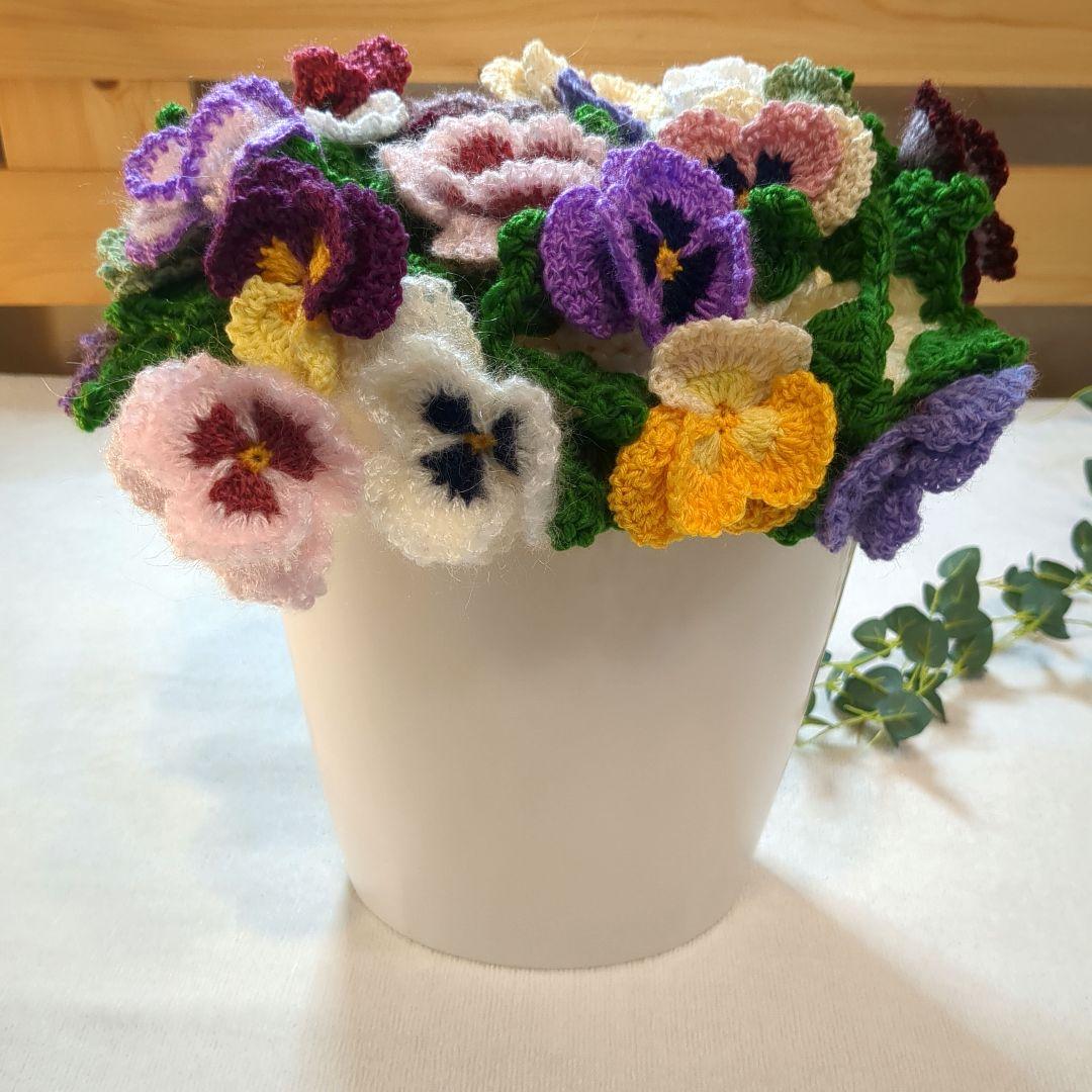 お*ろ様 ブーケブランケット 花束ブランケット パンジー リボン