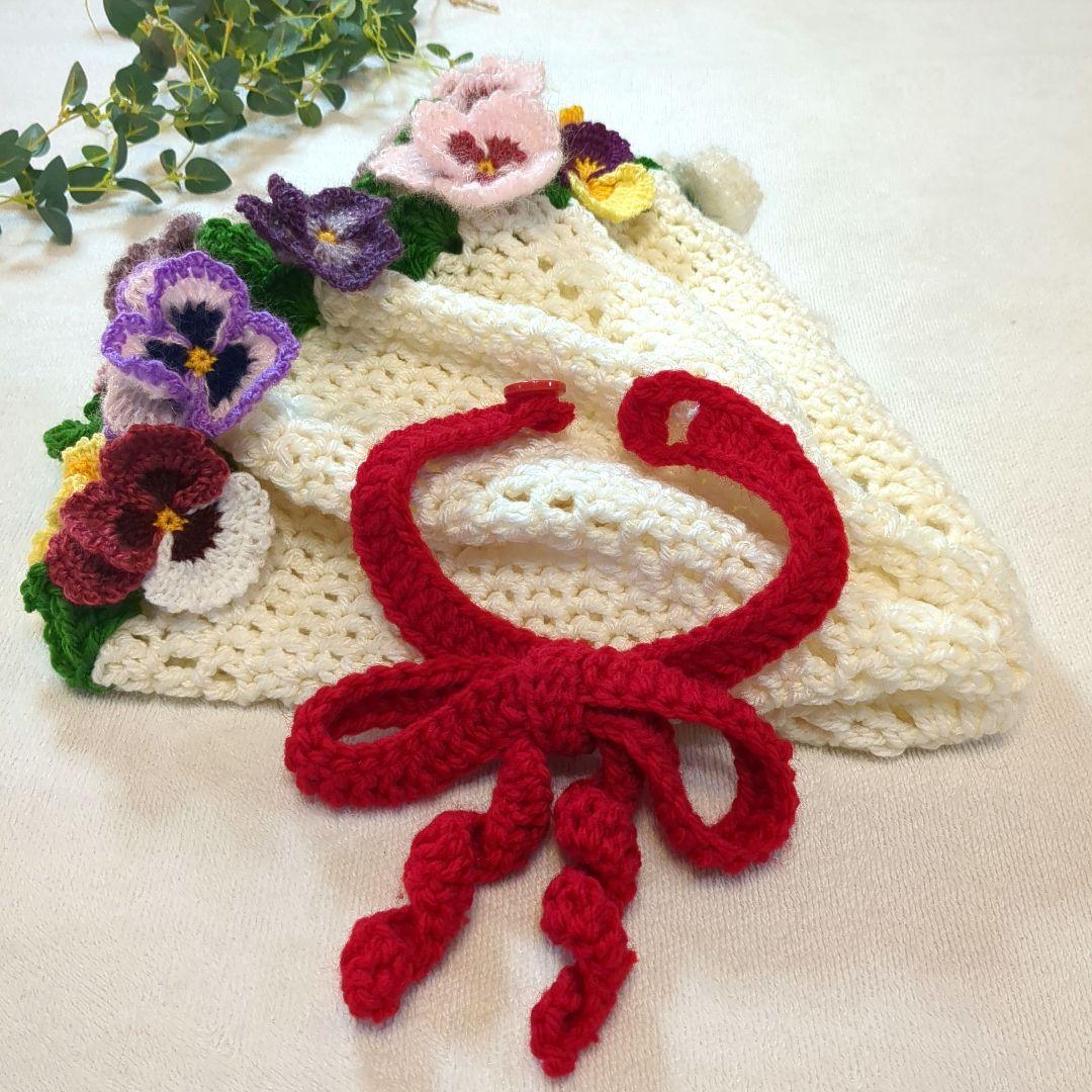 お*ろ様 ブーケブランケット 花束ブランケット パンジー リボン