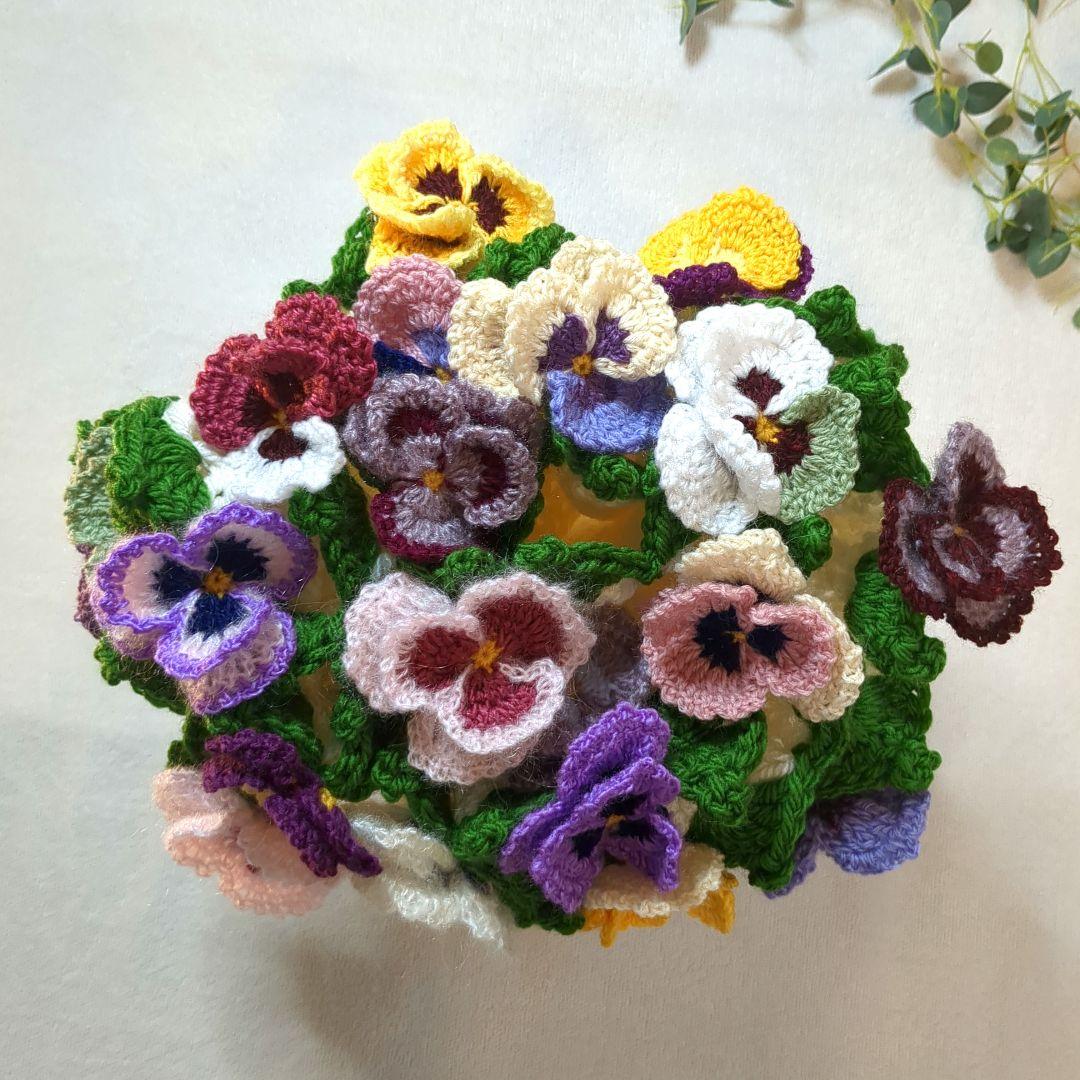 お*ろ様 ブーケブランケット 花束ブランケット パンジー リボン