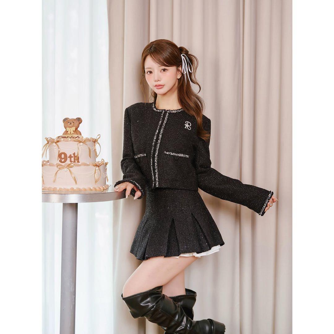 スパンコールツイードミニスカート