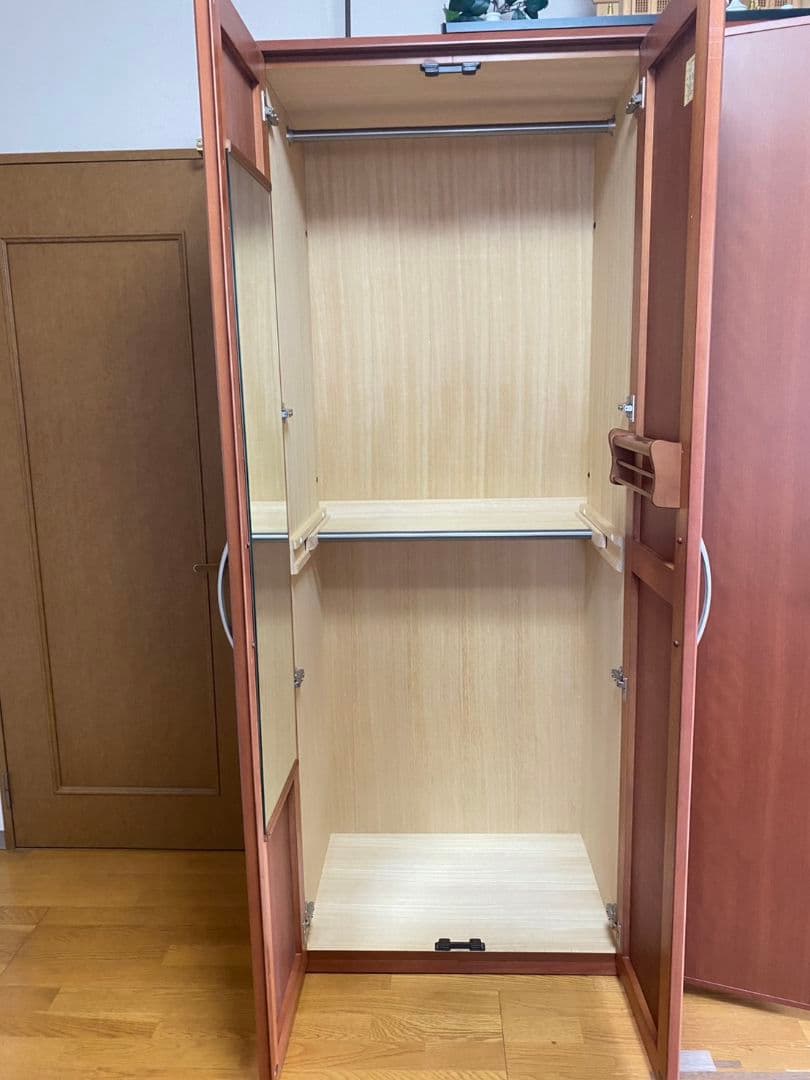 洋服タンス　ミラー付き　天然木　洋タンス　箪笥　二段