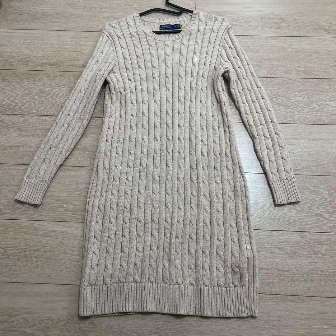 ポロラルフローレン　ベージュ系　ミルクティー　ケーブルワンピース