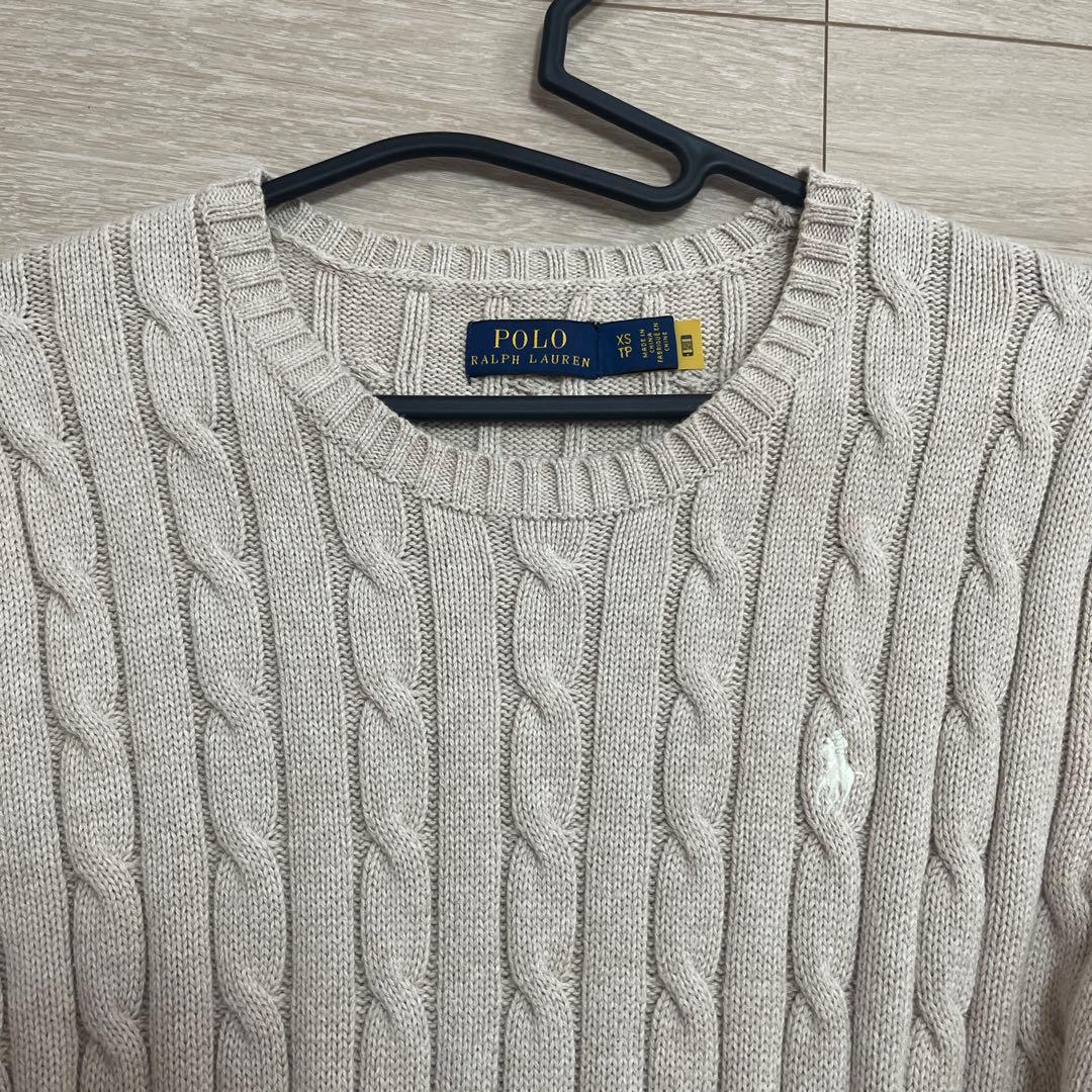 ポロラルフローレン　ベージュ系　ミルクティー　ケーブルワンピース