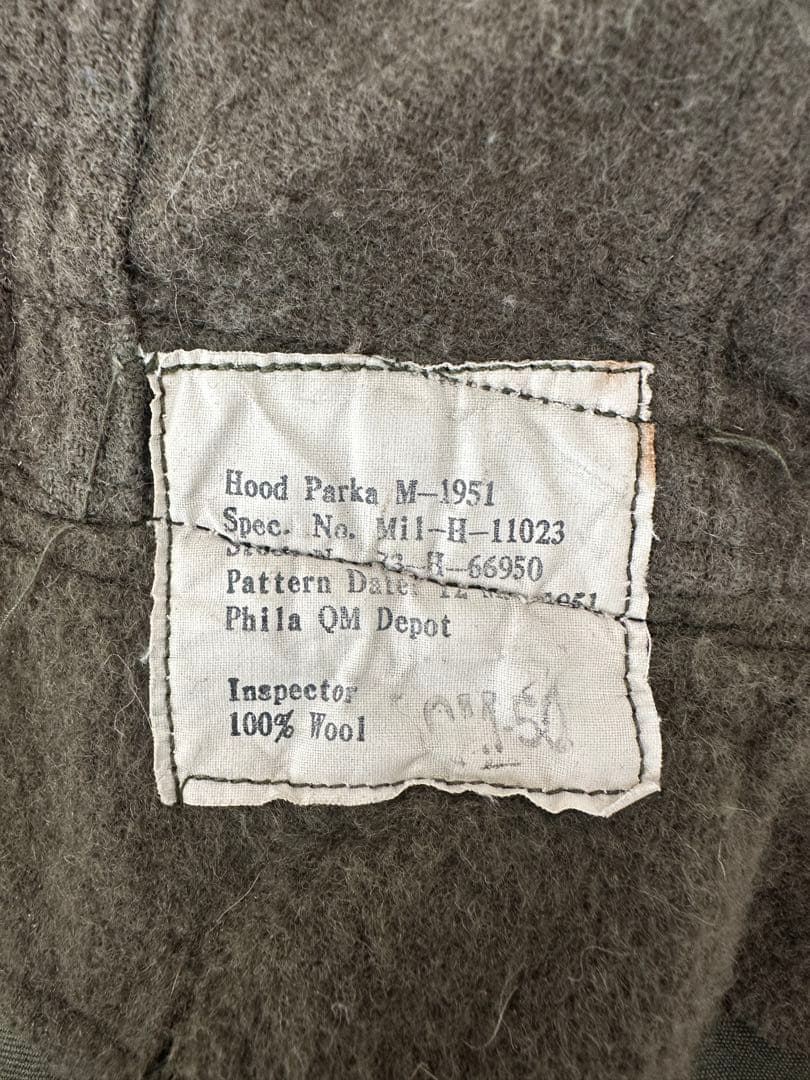 M-51 モッズコート用フード　白ラベル
