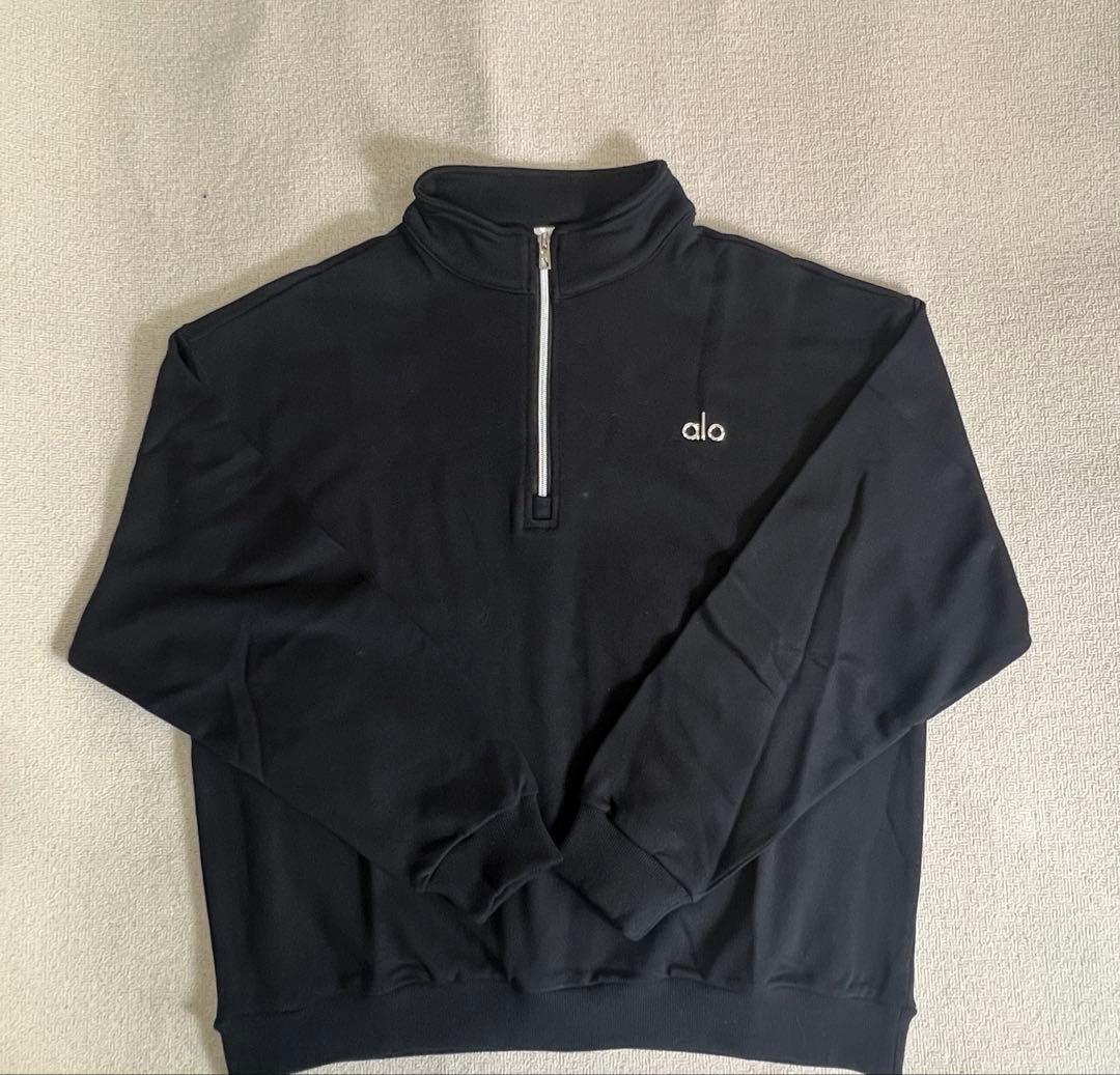 alo ジップスエット（裏起毛なし）ブラック