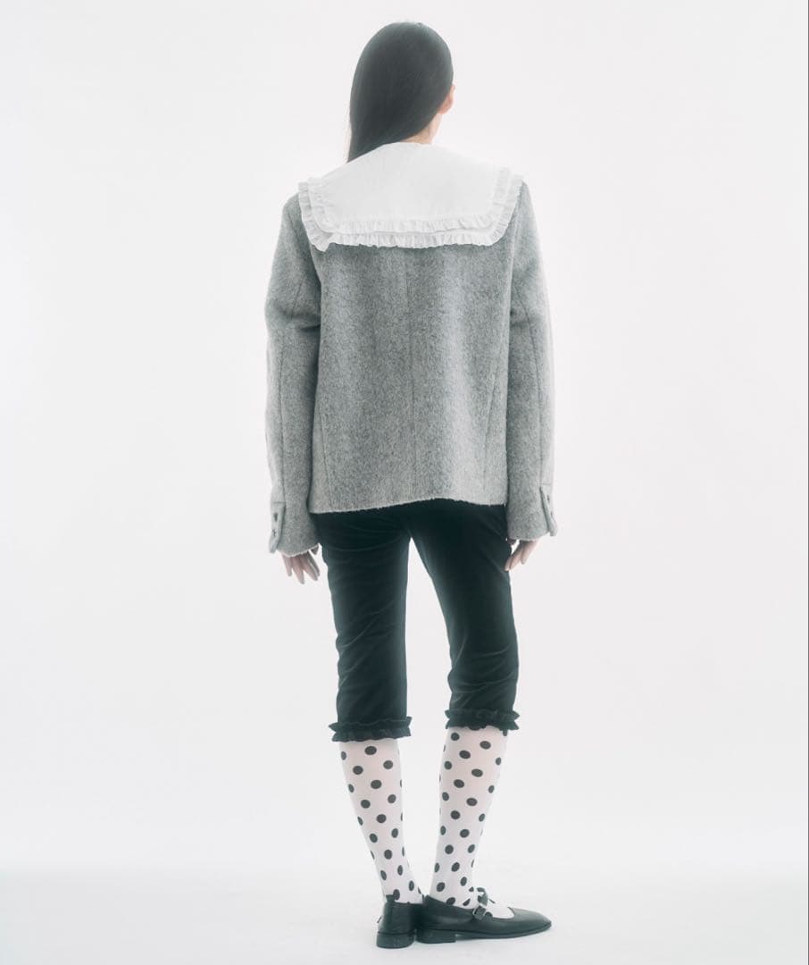 【FEKETE】ノーカラーウールシャギージャケット/ S