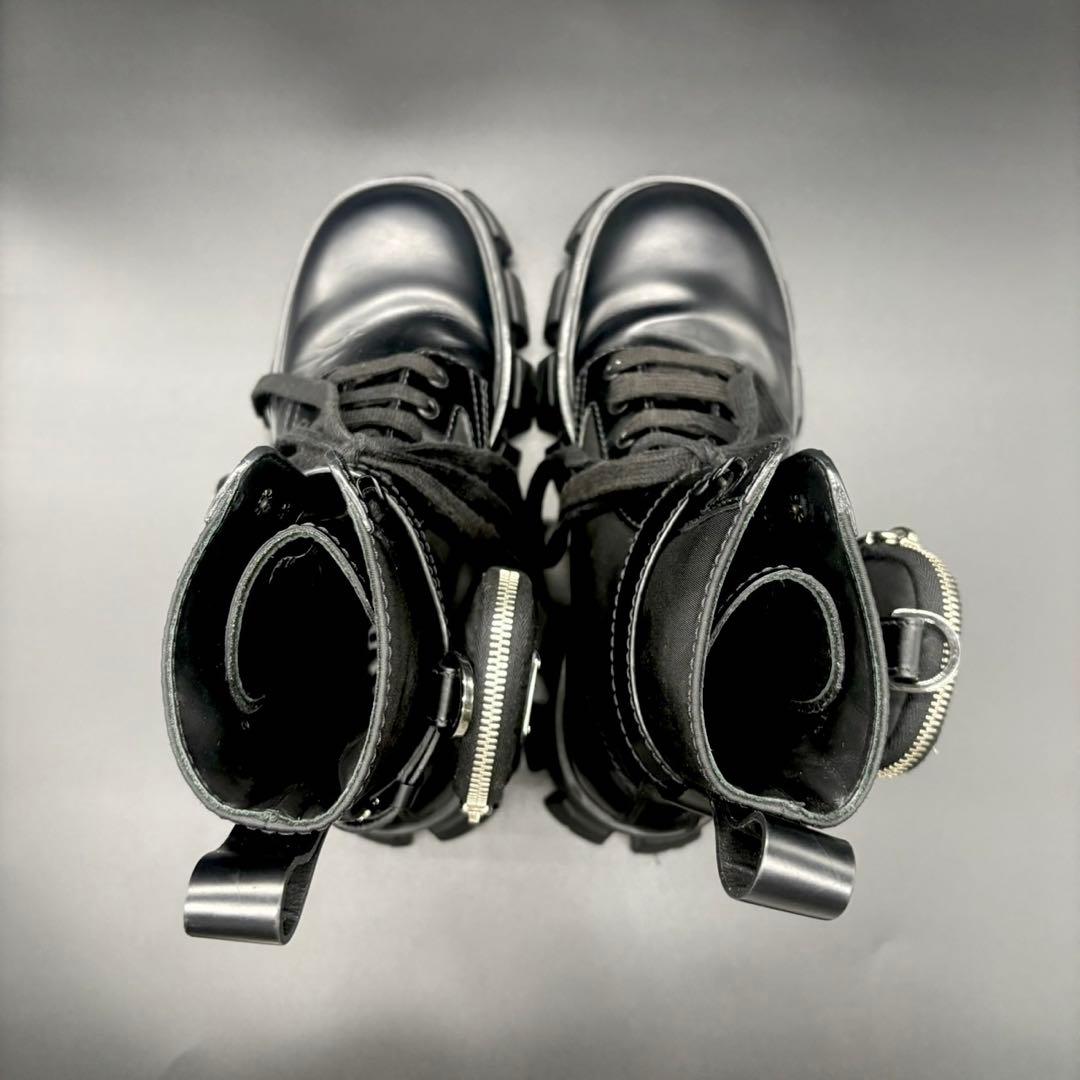 美品 PRADA プラダ Re-Nylon モノリス ポーチ付き ブーツ