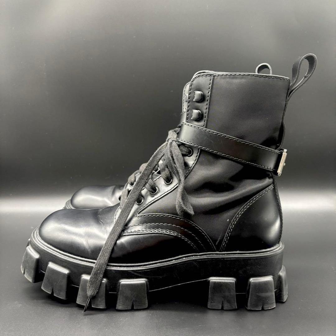 美品 PRADA プラダ Re-Nylon モノリス ポーチ付き ブーツ