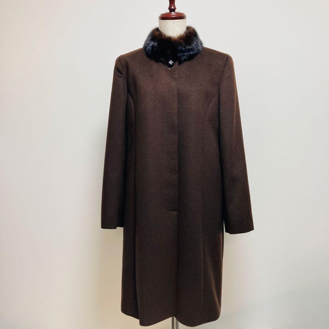 カシミヤ100%◎✨極美品✨レリアン 高級素材 ミンクファー ロングコート 9号