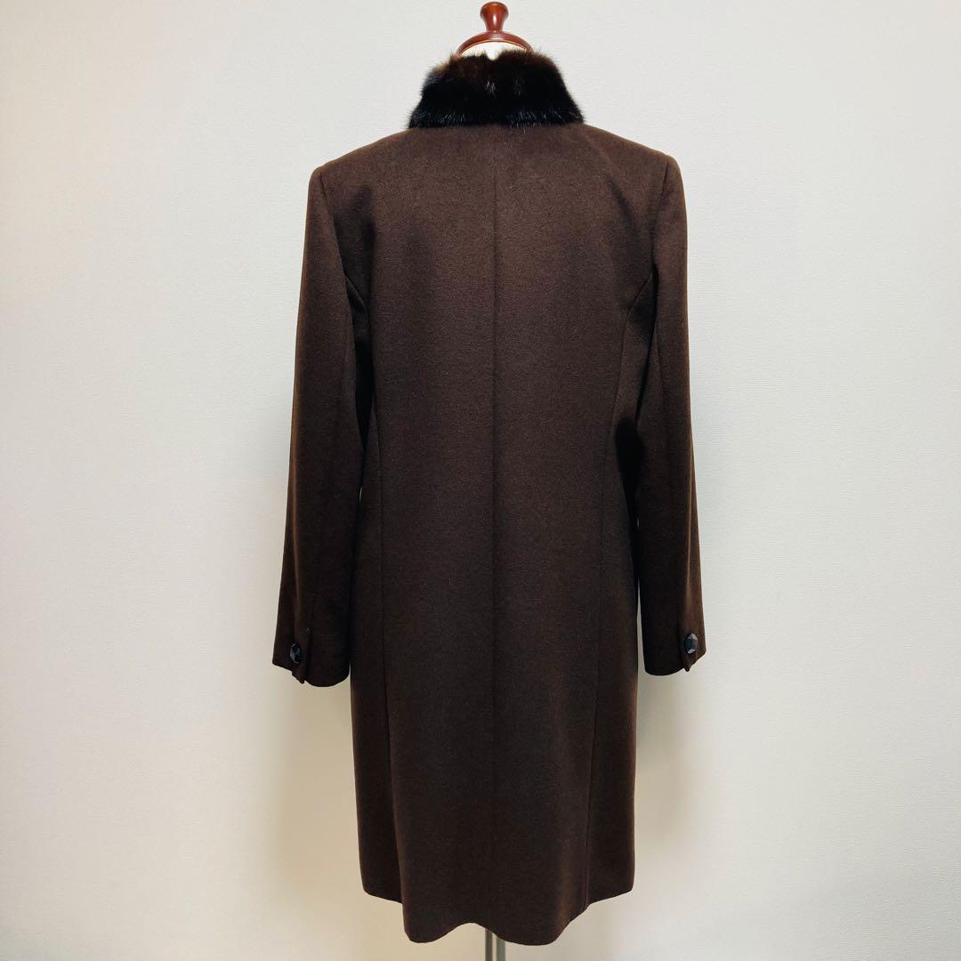 カシミヤ100%◎✨極美品✨レリアン 高級素材 ミンクファー ロングコート 9号